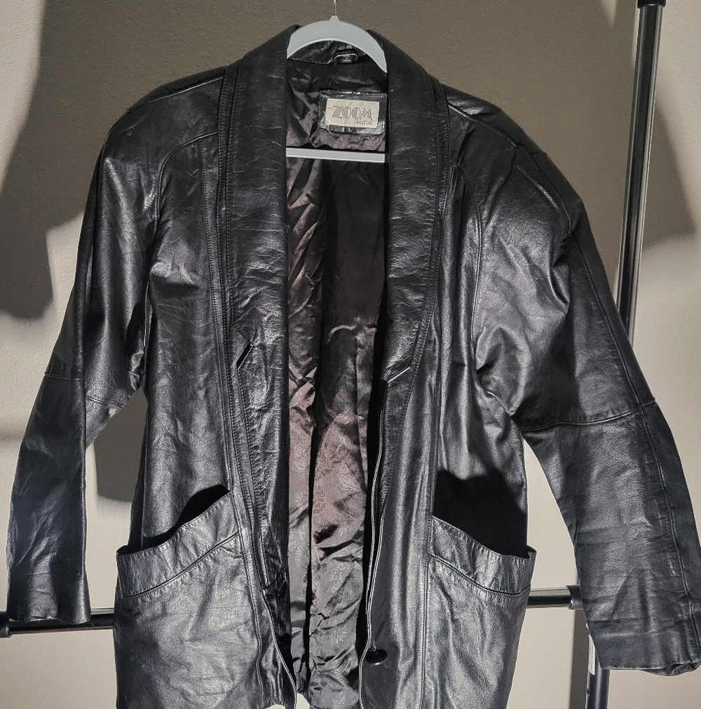 Vintage 1980s 1990s Zoom Black Men's Leather Jacket